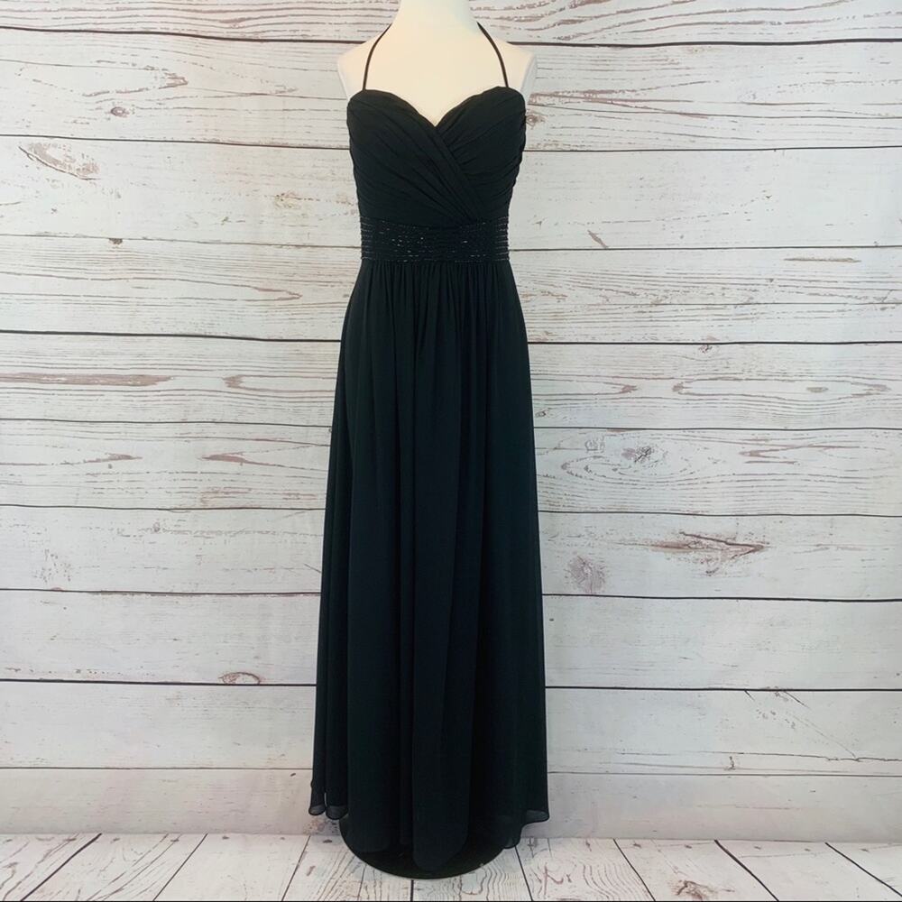D’Zage long formal beaded waist halter strapless